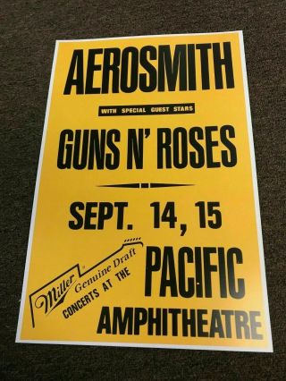 Aerosmith Guns N Roses 1988 Pacific Amphitheatre Costa Mesa Concert Poster