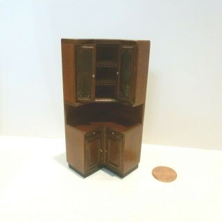Bespaq Dollhouse Miniature 1/2 " Scale Corner Cabinet Unit W/upper/lower Cabinets