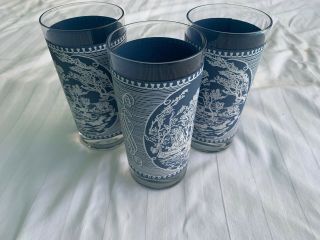 Vintage Currier And Ives Set Of Three12 Oz Water Glasses