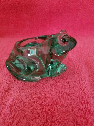 VTG Indiana Glass Green Frog & Candle Holder 2