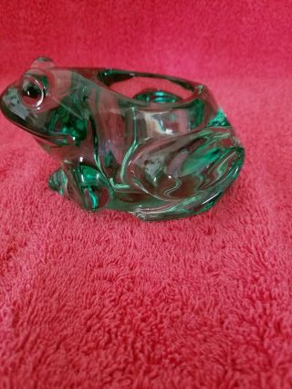 VTG Indiana Glass Green Frog & Candle Holder 3