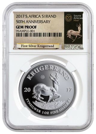 2017 South Africa 1oz Silver Krugerrand 50th Anniversary Ngc Gem Proof Exclusive
