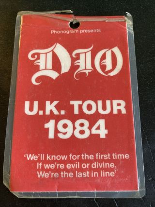 Dio Vintage 1984 Uk Concert Tour Backstage Guest Pass
