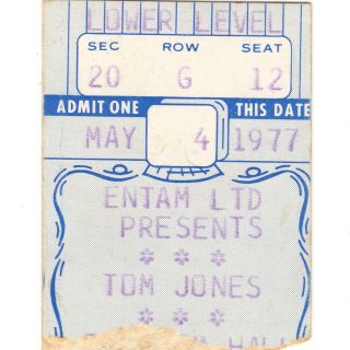 Tom Jones Concert Ticket Stub Louisville 5/4/77 Freedom It 