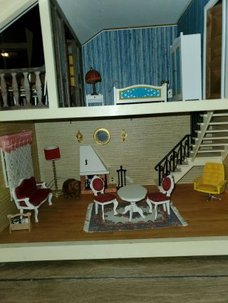 Vintage Lundby Dollhouse Furniture Wood Living Room Dining Set Sweden 1:16