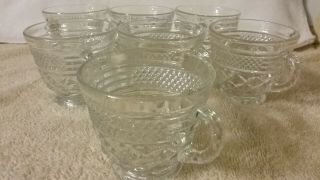Vintage 7 Pc.  Anchor Hocking Wexford Clear Pressed Glass Punch Coffee Tea Cups