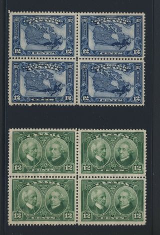 8x Canada Mng Stamps 2x Blocks Of 4 145 - 12c Vf & 147 - Vf Guide Value = $230.  00