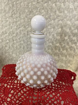 Vintage Fenton French Opalescent Hobnail Perfume Bottle With Stopper I9
