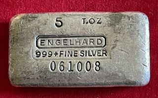 5 Oz.  Engelhard Vintage Silver Bar 999,  Serial 061008