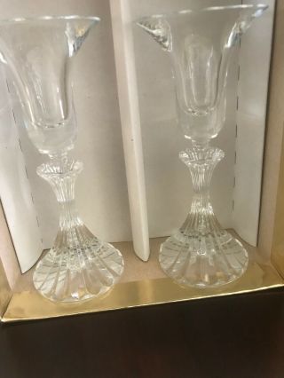 Mikasa Crystal Clear Single Candle Holder Set Of Tow 6 " 1/4 Hight 3 3/4 " Diameter