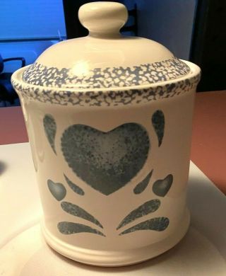 Corelle/jay Imports " Blue Heart " Canister Large