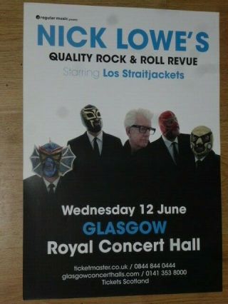 Nick Lowe,  Los Straitjackets - Glasgow June 2019 Show Concert Gig Poster