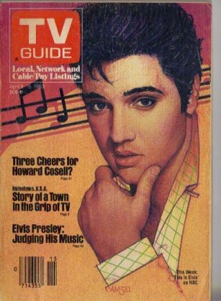 Elvis Presley Rare Tv Guide 1983 Judging His Music (small Split On Seam)
