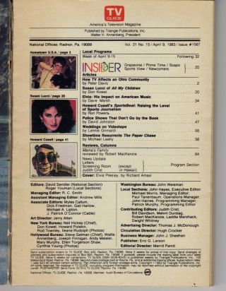 ELVIS PRESLEY RARE TV GUIDE 1983 JUDGING HIS MUSIC (small split on seam) 2
