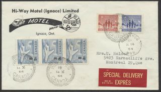 1964 Special Delivery,  Winnipeg To Montreal,  430 8c On 7c Jet In - Period Use