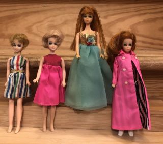 4 - Vintage 1970s Topper Dawn Dolls With Outfits