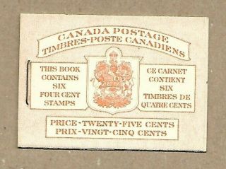 Canada Mnh Bk 41a Bilingual 6 X 4c Dark Carmine Postal Note 7c/5c