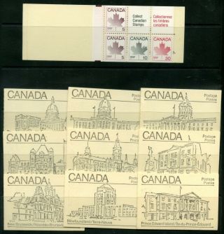 Weeda Canada Bk82ab Vf Mnh Set Of 10 Booklets,  Labels On Top Row Cv $25