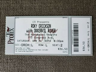 Roky Erickson Okkervil River Set Of 2 Concert Ticket Stubs Austin