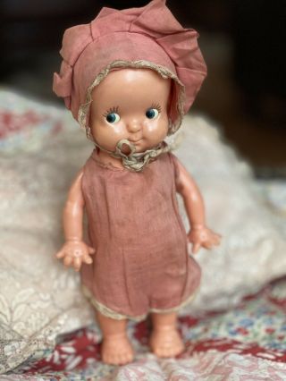9” Rare Vintage Irwin Hard Plastic Jointed Arms Baby Doll,  Open Shut Eyes