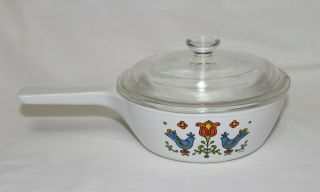 Corning Ware Country Festival 1975 P - 81 - B Pint Sauce Pan With Imperfect Lid