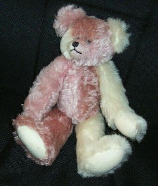 Winey Bears Jointed Collectible Pink Teddy Bear Signed Sally Winey 13 ",  Mohair ?