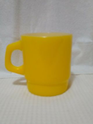Anchor Hocking Yellow Coffee Cup Fire King Oven Proof 39 Stackable D Handle