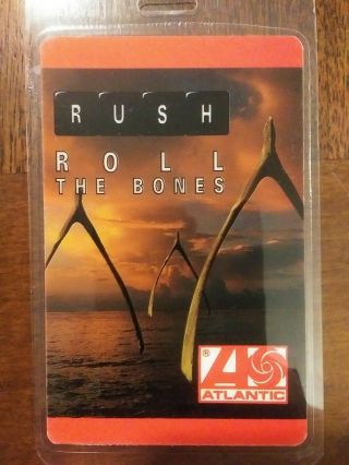 Rush 1991 Roll The Bones Tour Backstage Pass Laminate Geddy Lee Neil Peart