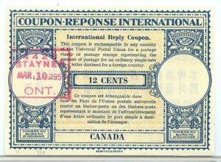 Canada 12 Cent International Reply Coupon Irc London Design Dated 1955