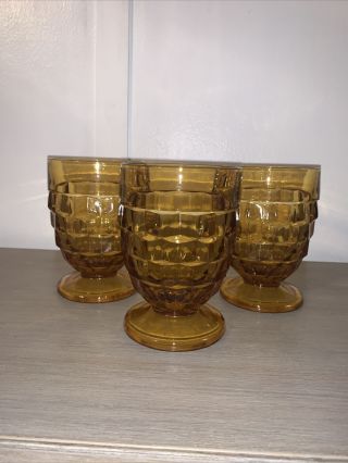 Set Of 3 Indiana Glass Amber Whitehall Juice Drinking Glass