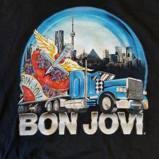 Bon Jovi 2 Sided Graphic Rolling Into Canada Tour Size X Large T - Shirt Rock Punk