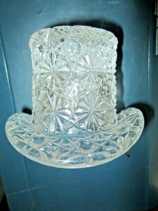 Vintage Fenton Daisy And Button Small Top Hat Clear With Tag