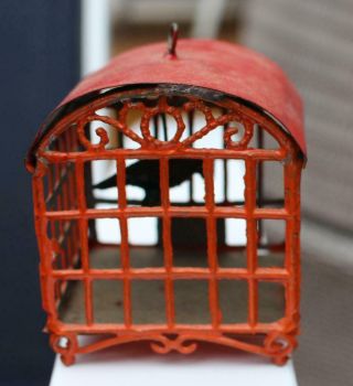 Vintage Metal Dollhouse Miniature Birdcage With Bird