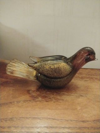 Gold Murano Italyart Glass Bird Dove Paperweight (?) Figurine