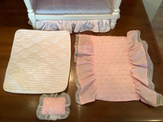 LITTLE TIKES Barbie Size DOLLHOUSE FURNITURE Canopy Bed Complete Bedding 3