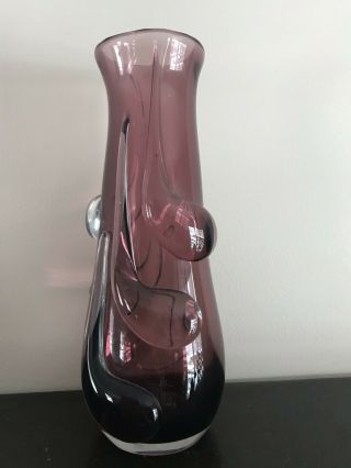 Hand Blown Amethyst Art Glass Vase 14 Inch Heavy