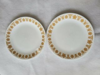 Retired Set Of 2 Dinner Plates Butterfly Gold Corelle Corning Ware