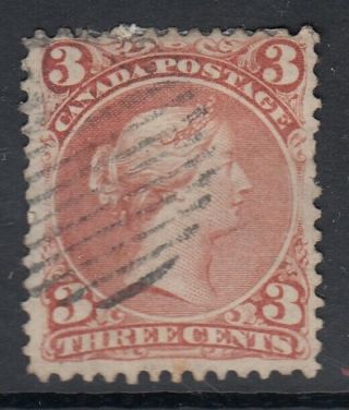 Canada Scott 25 3 Cent Red " Large Queen " F