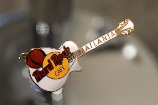 Hard Rock Cafe Atlanta White Guitar Pin With Georgia Peach.  Highly Collectible