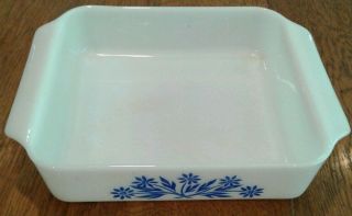 Vintage Anchor Hocking Fire King 8 " Square Baking Dish White With Blue Flowers