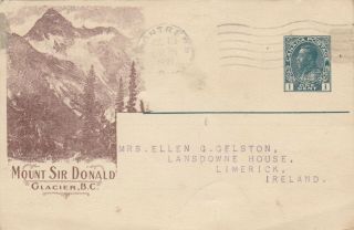 Canadian Pacific Railway Postal Stationery Card Mount Sir Donald Bc 1921