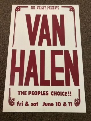 Van Halen 1977 Whiskey A Go Go Hollywood Cardstock Concert Poster 12 " X18 "