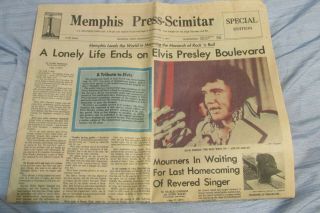 Elvis Death Newspaper - Memphis Press Scimitar Aug 17,  1977 Special Edition