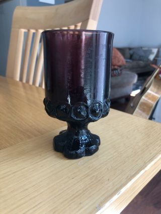 Vintage Dark Purple Glass Goblet 4 3/4” Tall And 2 3/4” Diameter