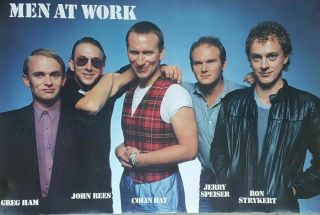 Poster Music Men At Work All 5 Posed Nm04 1983 Rock Concert Great