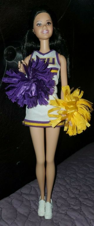 2012 Lsu Tigers University Cheerleader Collector Pink Label Barbie Doll