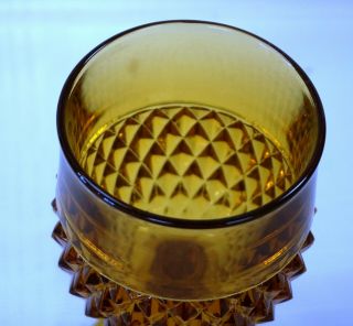 Vintage Indiana Glass Amber Diamond Point Goblet 3