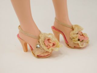 Vntg Madame Alexander Cissy Doll Peachy Pink Lace Floral Boudoir Shoes