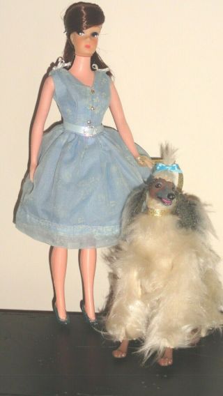 Vintage Barbie Clone Swirl Ponytail Doll Sheer Dress Heels Mattel Afghan Dog