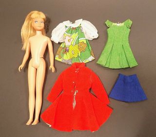 Vintage 1963 Mattel Japan Skipper Blonde Hair With Straight Legs And Clothes